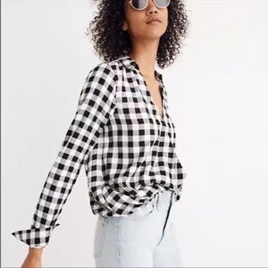 Madewell Wrap-front shirt in buffalo check, size XL